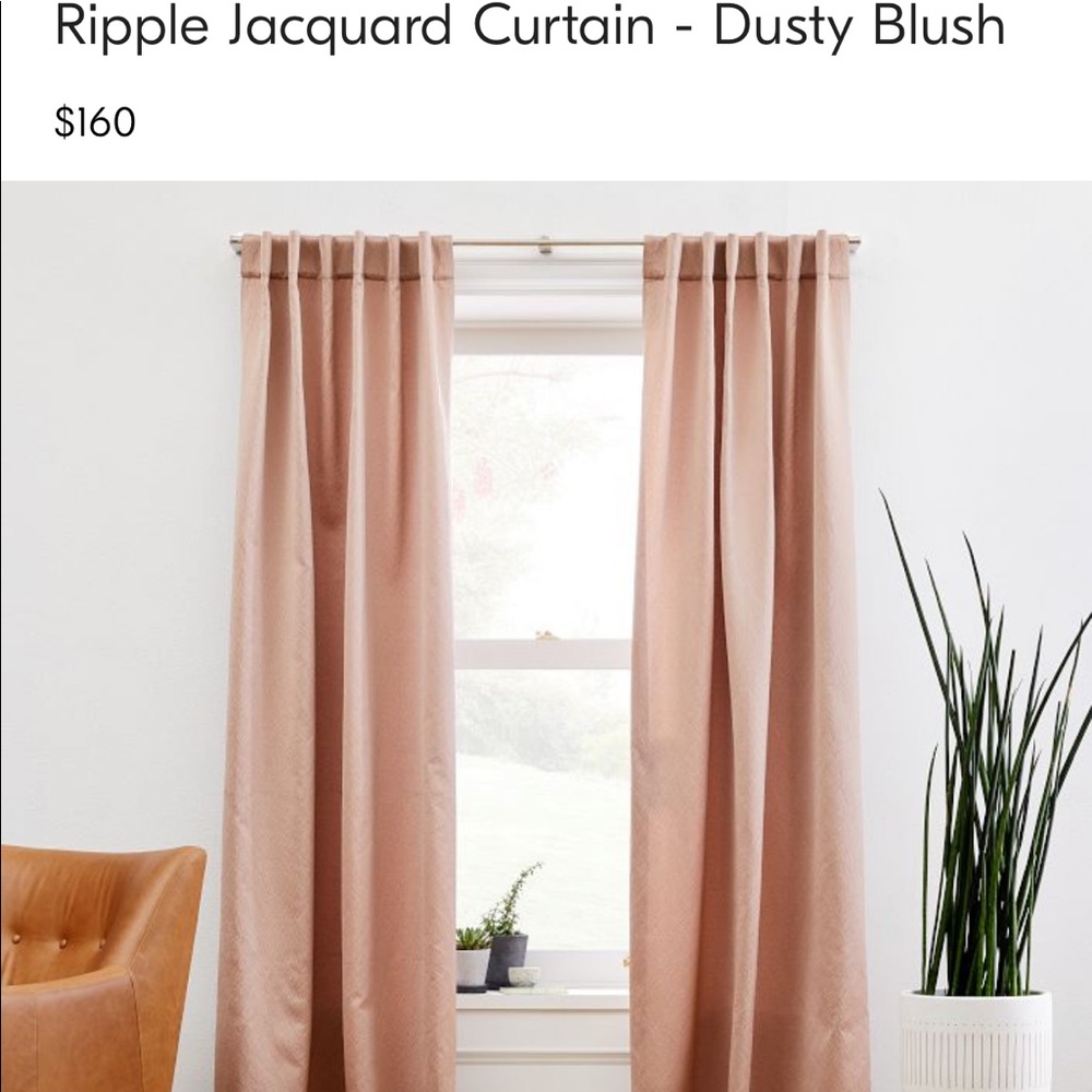 NWOT 4 panels Jacquard Curtains Dusty Blush